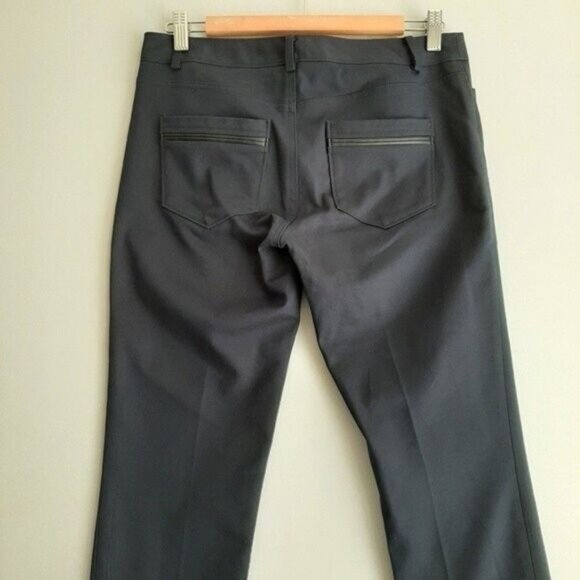 CLUB MONACO Slim Crop Pants Faux Leather Back Pocket Trim Navy Sz 4 - Picture 6 of 10